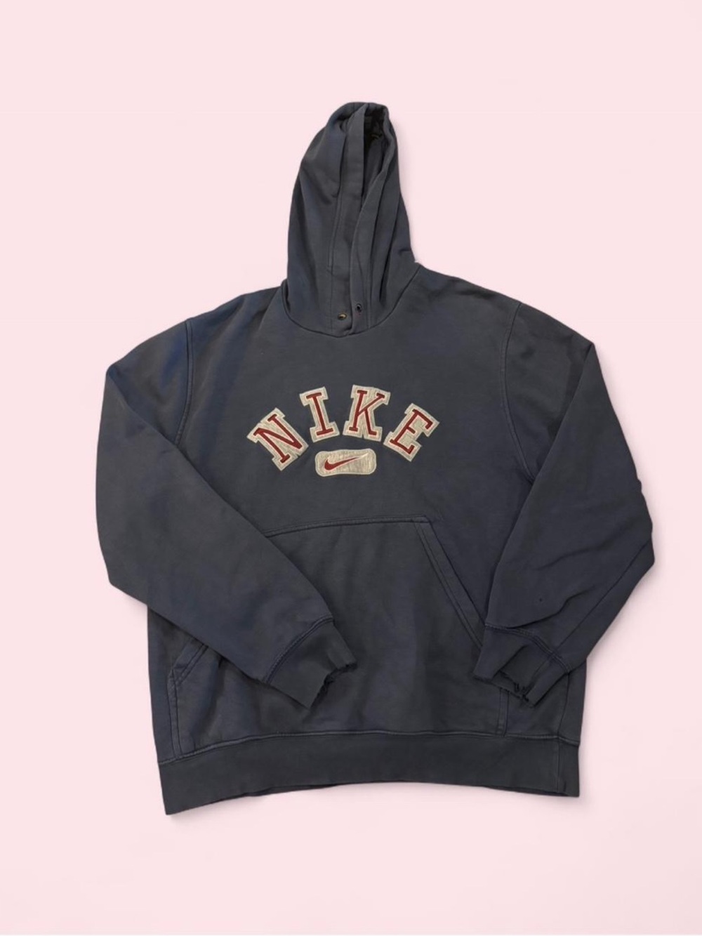 Vintage Nike Spellout Hoodie Navy Blue Size M